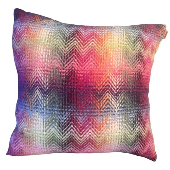 Missoni Italy NWT Luxury Multicolor Zigzag Pattern Down Filled Accent Pillow - Picture 2 of 10